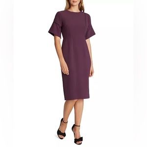 Tahari ASL Stretch Crepe Sheath Dress Purple Size 4